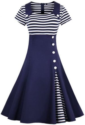 Women's Fit and Flare Blue Dress