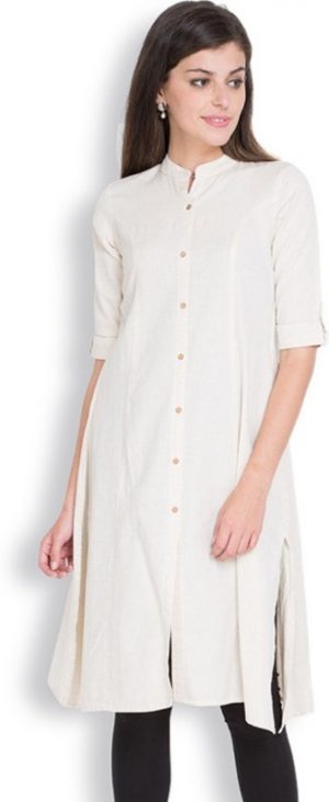ALC Creations Women Solid A-line White Kurta