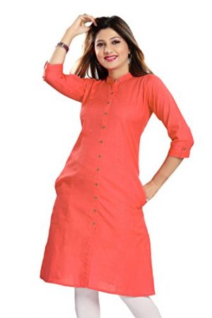 ALC Creations Women Solid Straight Kurta in Orange