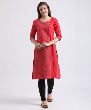 Aurelia Women's Printed Straight Kurta in Red