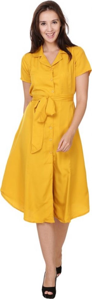 Crease & Clips Yellow Women's Shirt Dress
