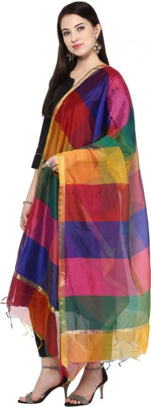 Dupatta Bazaar Silk Cotton Blend Striped Women's Dupatta
