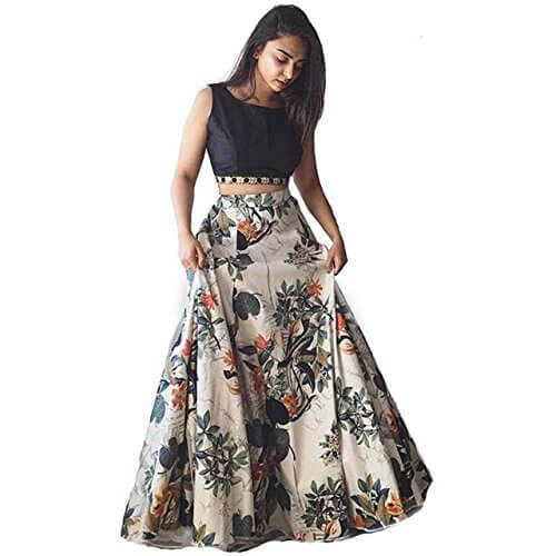 Shelvinzas Floral Print Multicolor Semi Stitched Lehenga Choli