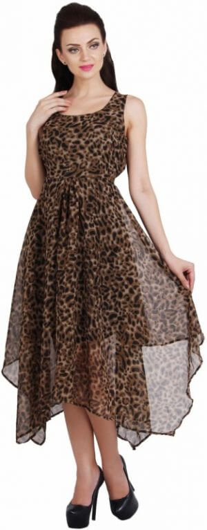 G & M Collections Women's Fit and Flare Brown Dress