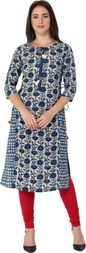Gulmohar Jaipur Women's Printed Blue Straight Kurta