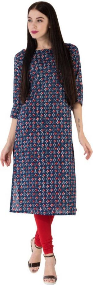 Gulmohar Jaipur Women's Printed Straight Kurta in Blue