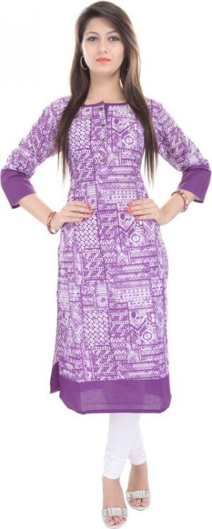 Gulmohar Jaipur Women's Purple and white Printed Straight Kurta