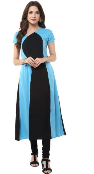 Janasya Casual Solid Women Kurti in Black