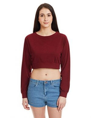 Miss Chase Casual Full Sleeve Solid Women's Maroon Top