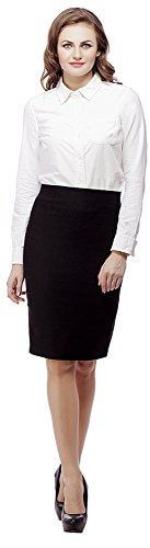 Purple Feather Solid Women’s Pencil Black Skirt