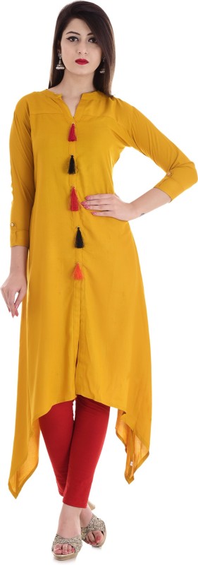 Stylum Festive & Party Solid Yellow Women Kurti