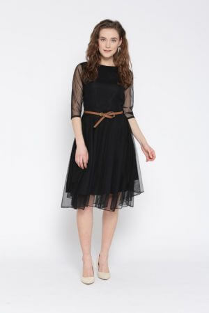 Women's Fit and Flare Black Dress