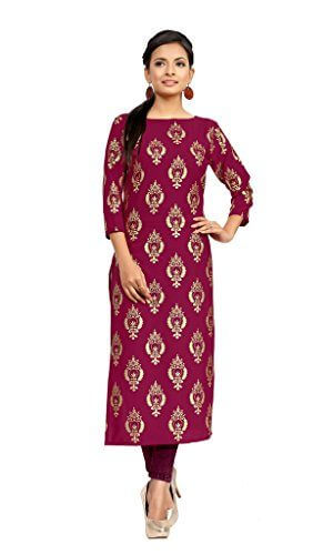 Ziyaa Women's Printed Straight Kurta in pink