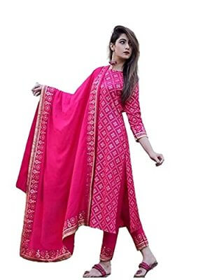ANNI DESIGNER Women’s Cotton Foil Printed Straight Kurta with Pant & Dupatta at Sale Price in India