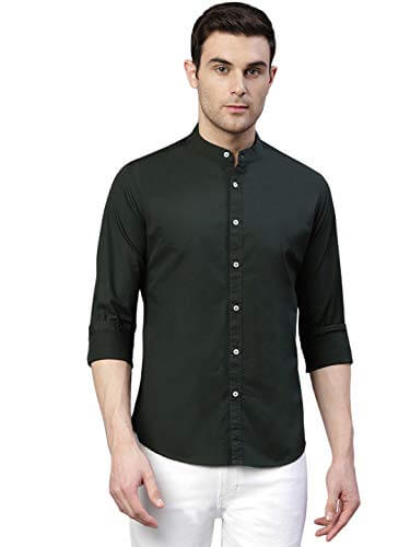 Dennis Lingo Men’s Solid Slim Fit Shirt (AZ201_B-Green_S at Sale Price in India