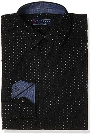 Diverse Men's Printed Regular Fit Full Sleeve Cotton Formal Shirt (DVF05F2PR1-644C-46_Black) at Discount Price in India