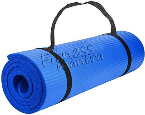 Fitness Mantra® Yoga Mat with Carrying Strap for Gym Workout and Yoga Exercise with 6mm Thickness, Anti-Slip Yoga Mat for Men & Women Fitness[with Free Strap][Thickness 6MM] (Blue, 6MM) at Sale Price in India