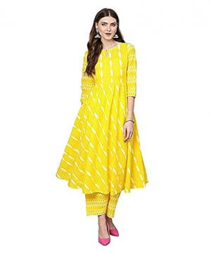 GoSriKi Women’s Cotton Printed Empire Kurta with Palazzo at Discount Price in India