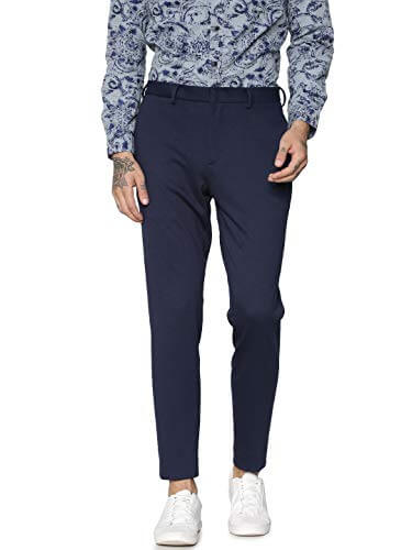 Jack & Jones Men’s Slim Fit Casual Trousers (12166702_Dark Navy_50W x 35L) at Cheap Price in India