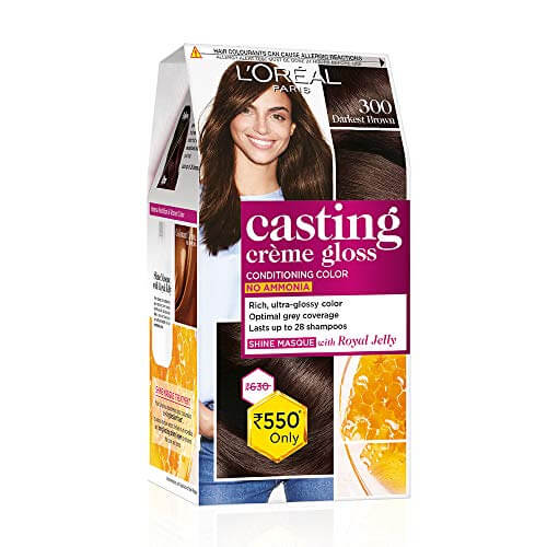 L’Oreal Paris Casting Creme Gloss Hair Color, Darkest Brown 300, 87.5g+72ml at Sale Price in India