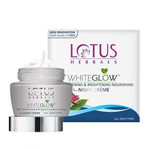 Lotus Herbals White Glow Skin Whitening and Brightening Nourishing Night Crème | 60g at Discount Price in India