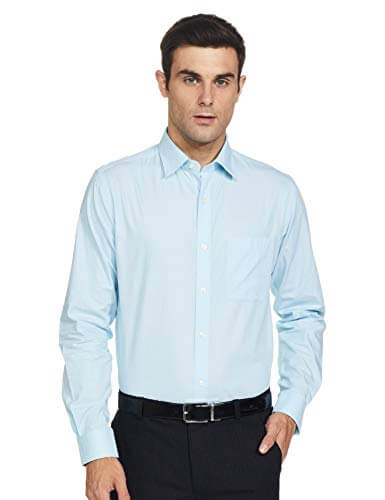 Raymond Men’s Solid Slim fit Formal Shirt (RMSZ08855-B1_Light Blue 40) at Sale Price in India