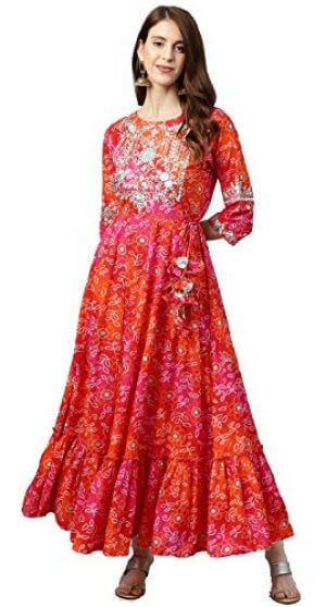rytras Women’s Cotton Printed Anarkali Embroidery Kurti at Sale Price in India