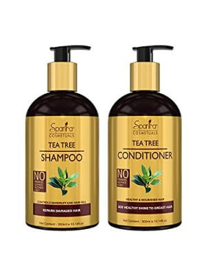 Spantra Tea Tree Shampoo and Conditioner with Aloe and Shikakai Extract, Paraben Free & Sulphate Free Hair Care Set 300Ml Each at Sale Price in India
