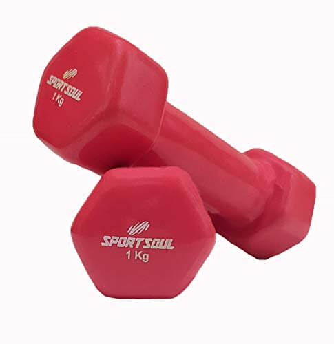 SportSoul DBLV1 Vinyl Dumbbell, Adult 1Kg Pack of 2 (Pink) at Sale Price in India