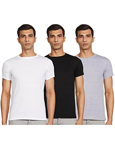 T2F Men’s Solid Regular T-Shirt (Pack of 3) (MNS-TSRT-01_Multicolor 3 S) at Cheap Price in India