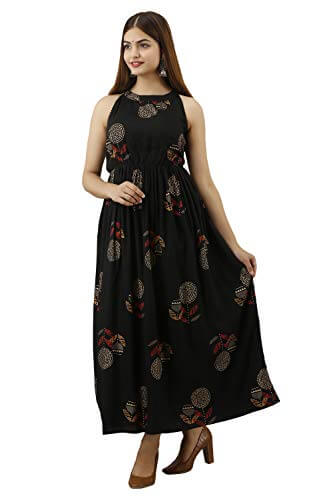 Viraha Women’s A-Line Maxi Dress at Discount Price in India