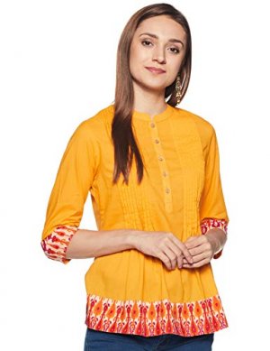 Amazon Brand - Myx Women's Cotton Regular Fit Short Kurti at Cheap Price in India