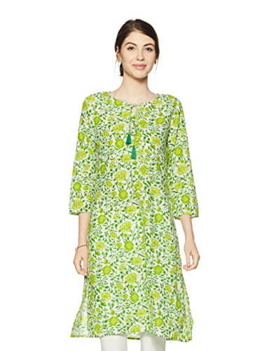 Amazon Brand – Myx Women’s Cotton Straight Kurti (SS18E3_green_M) at Sale Price in India