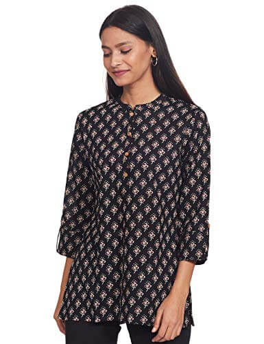 Amazon Brand – Myx Women’s Cotton Straight Kurti (AW16VALST01CBlackS) at Discount Price in India