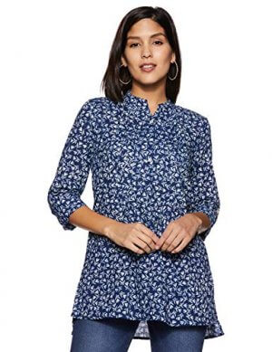 Amazon Brand - Myx Women's Cotton Straight Kurti (SS17INDNIT04IndigoXXL) at Discount Price in India