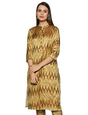 Amazon Brand - Myx Women's Straight Kurti (ETFT5A_Beige_M) at Sale Price in India