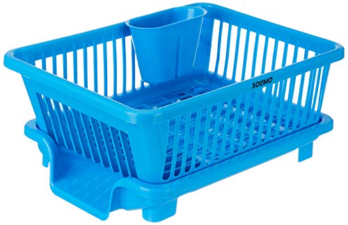 Amazon Brand – Solimo Plastic Dish Drainer and Drying Rack for Kitchen Blue at Sale Price in India
