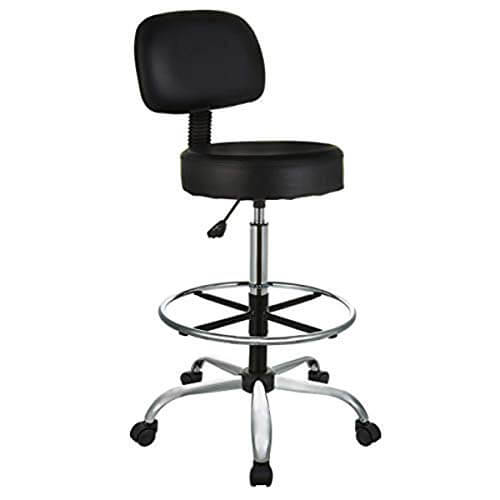 AmazonBasics Height Adjustable Office/Bar/Kitchen Stool with Back Cushion and Adjustable Foot Rest, Black at Cheap Price in India
