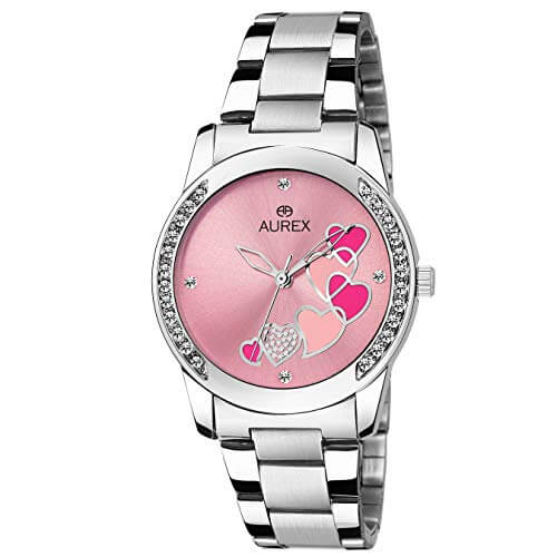 AUREX Analogue Women’s Watch (Pink Dial Silver Colored Strap) at Sale Price in India