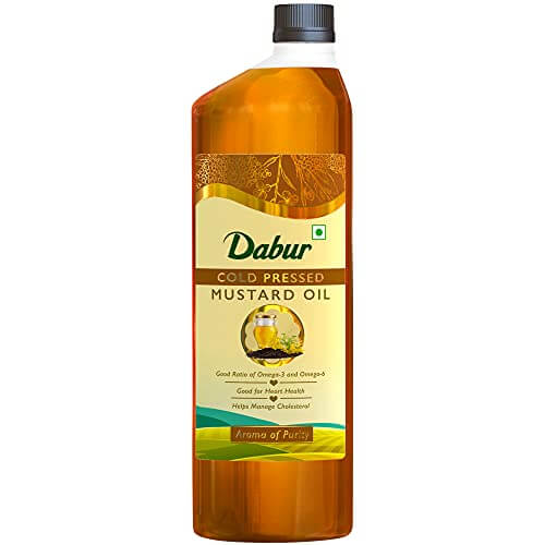 Dabur Cold Pressed Mustard Oil -1L : Healthy Cooking Oil with the Goodness of Omega 3 & 6 at Cheap Price in India