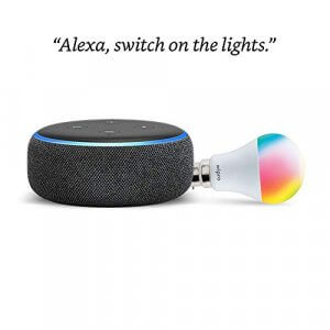 Echo Dot (3rd Gen, Black) + Wipro 9W LED Smart Color Bulb combo - Works with Alexa - Smart Home starter kit at Sale Price in India