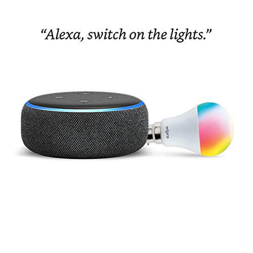 Echo Dot (3rd Gen, Black) + Wipro 9W LED Smart Color Bulb combo – Works with Alexa – Smart Home starter kit at Sale Price in India
