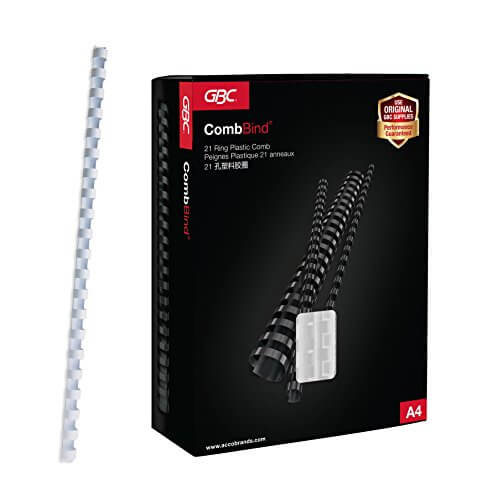 GBC Plastic Binding Combs 21R 16.0mm with 145 Sheet Capacity, White (Box of 100) at Cheap Price in India