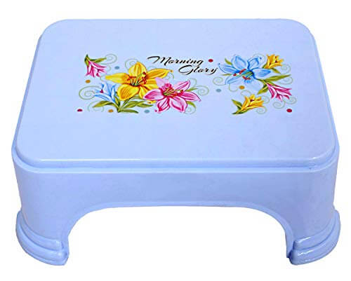 Kuber Industries Floral Print Plastic Bathroom Stool, Adults Simple Style Stool Anti-Slip with Strong Bearing Stool for Home, Office, Kindergarten, Blue-KUBMART10857 at Cheap Price in India