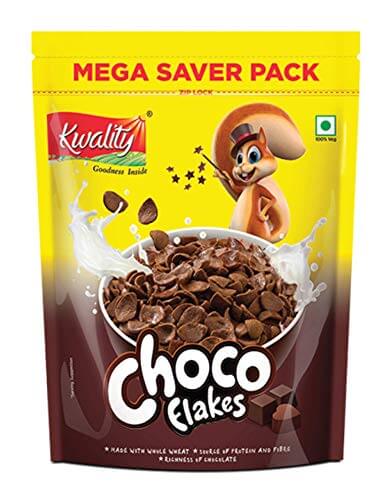 Kwality Choco Flakes, Made with Whole Wheat, Zero% Maida, Source of Protein and Fibre, Richness of Chocolate (1Kg, Pack of 1) at Sale Price in India