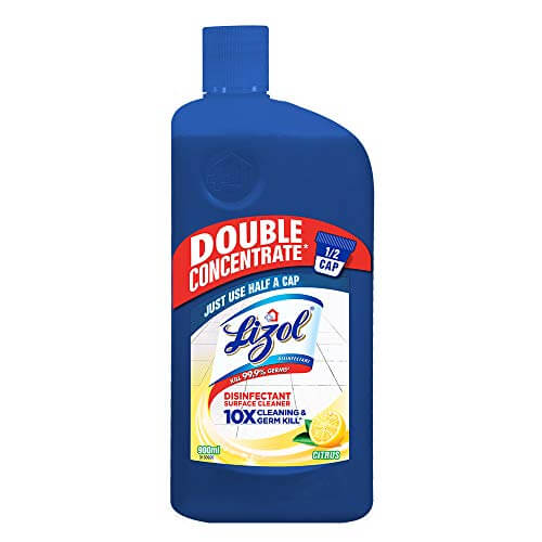 Lizol Double Concentrate Disinfectant Floor Cleaner Citrus, 900ml | Kills 99.9% Germs at Sale Price in India