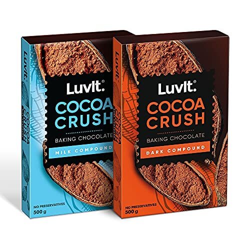 LuvIt Cocoa Crush – Dark & Milk Compound Bars | Frosting, Chocolate Making, Perfect for Baking | Pack of 2 – 500g Each at Discount Price in India