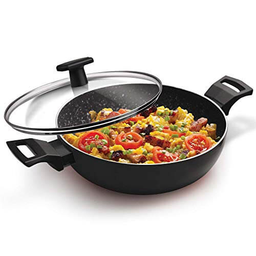 Milton Pro Cook Granito Induction Kadhai With Lid, 26 cm / 3.4 Litre, Black at Sale Price in India
