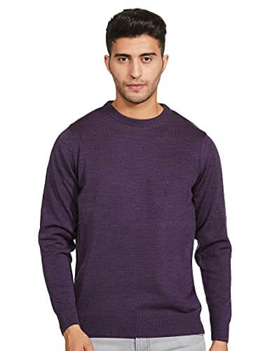 Monte Carlo Men’s Casual Wool Blend Sweater (1210522RN-1148_Purple_L) at Cheap Price in India