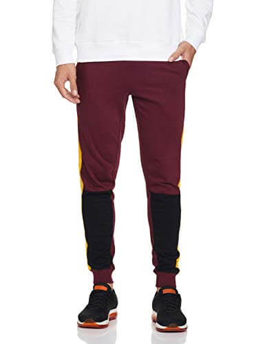 Neostreak Men’s Slim Fit Joggers (neotracksdcnspan-marnmusbla-l_Maroon, Mustard, Black_Large) at Discount Price in India